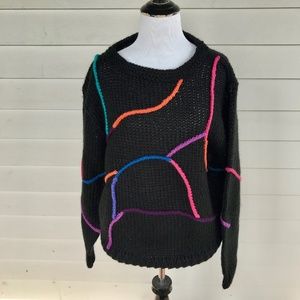 Vintage Fetagetti Heavy Knit Black Sweater